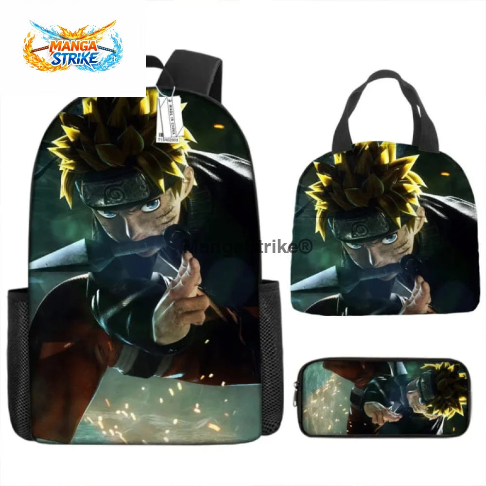 Cartable Naruto - avec Trousse et Sacoche Uzumaki Naruto