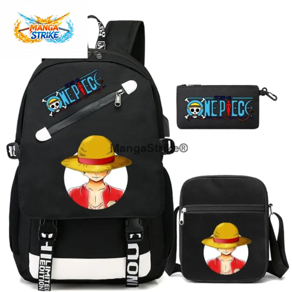 Cartable One Piece - avec Trousse et Sacoche Luffy Chapeau de Paille
