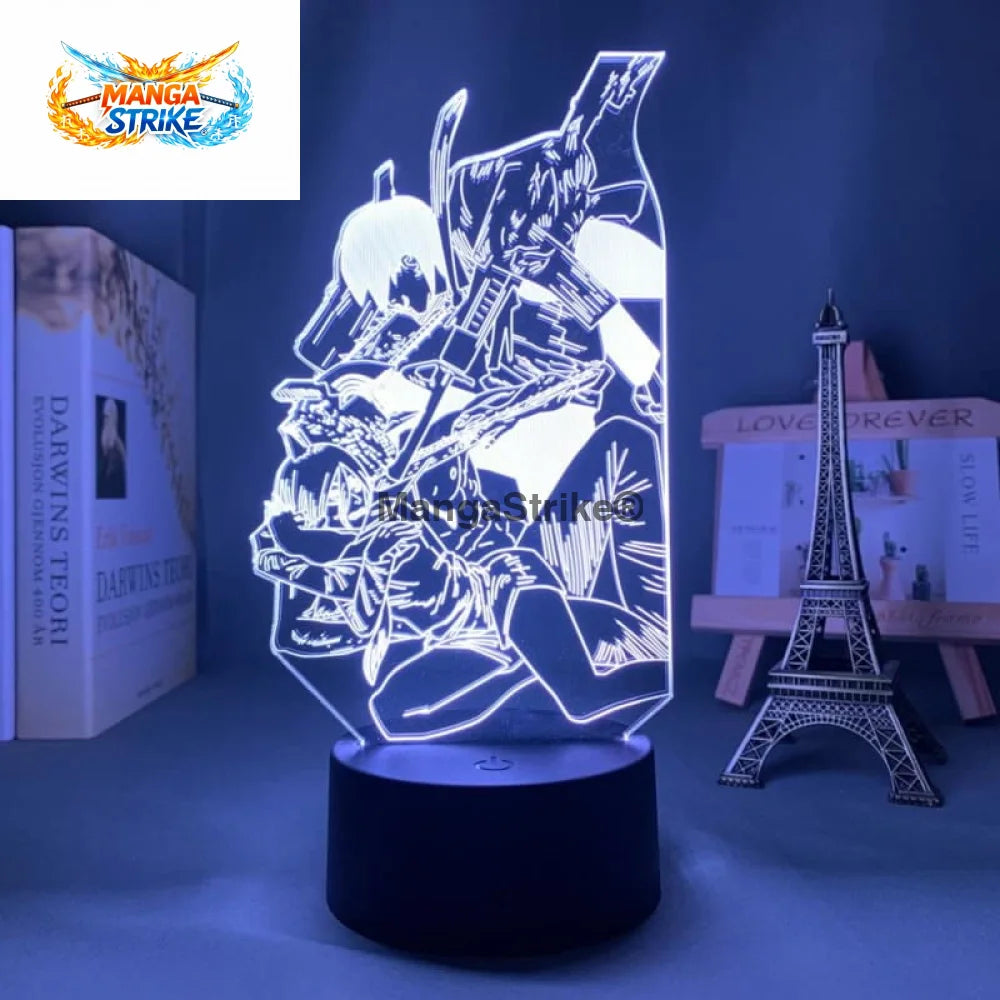 Lampe Chainsaw Man - LED Démon Flingue - Demon Flingue Vs Denji et Power