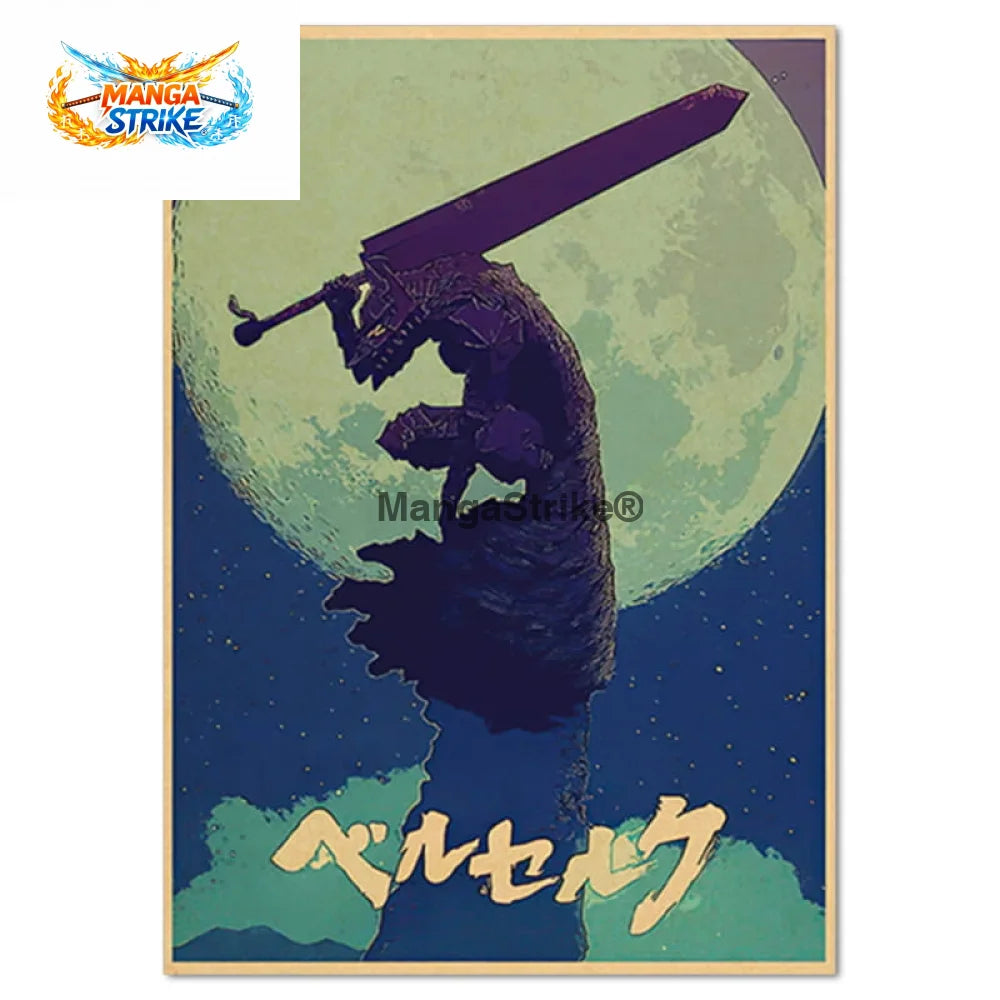 Poster Berserk - Guts Lame Nocturne Bleu