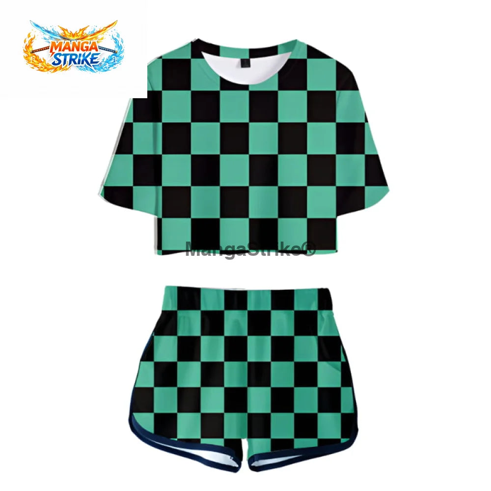 Pyjama Demon Slayer - Femme Tanjiro à carreaux vert - XS
