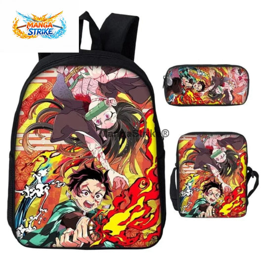 Cartable Demon Slayer - avec Trousse et Sacoche Nezuko x Tanjiro Kamado