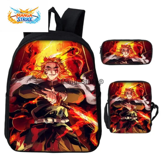 Cartable Demon Slayer - avec Trousse et Sacoche Rengoku