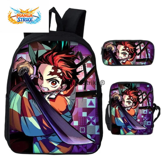 Cartable Demon Slayer - avec Trousse et Sacoche Tanjiro Kamado