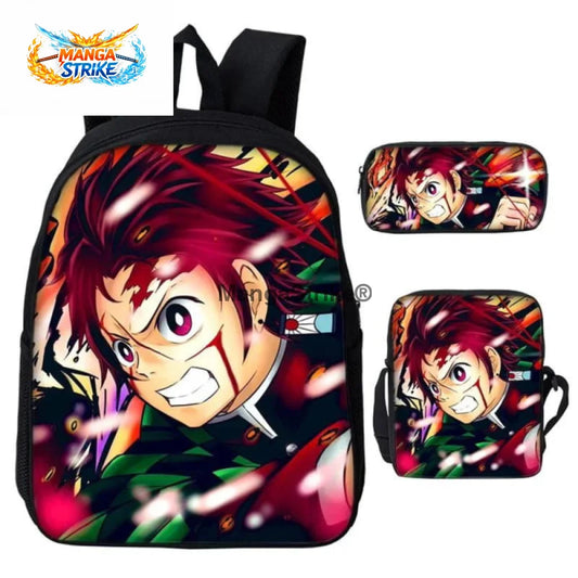Cartable Demon Slayer - avec Trousse et Sacoche Tanjiro Kamado Danse du Feu