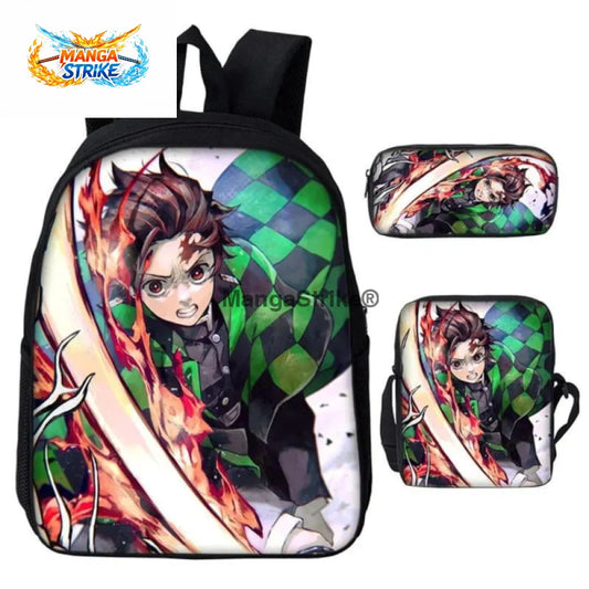 Cartable Demon Slayer - avec Trousse et Sacoche Tanjiro Le Pilier du Soleil