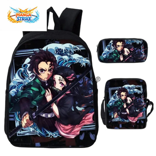 Cartable Demon Slayer - avec Trousse et Sacoche Tanjiro & Nezuko