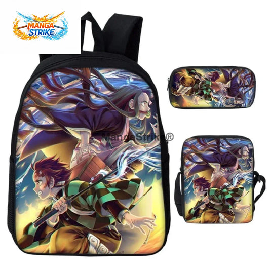 Cartable Demon Slayer - avec Trousse et Sacoche Tanjiro & Nezuko Kamado