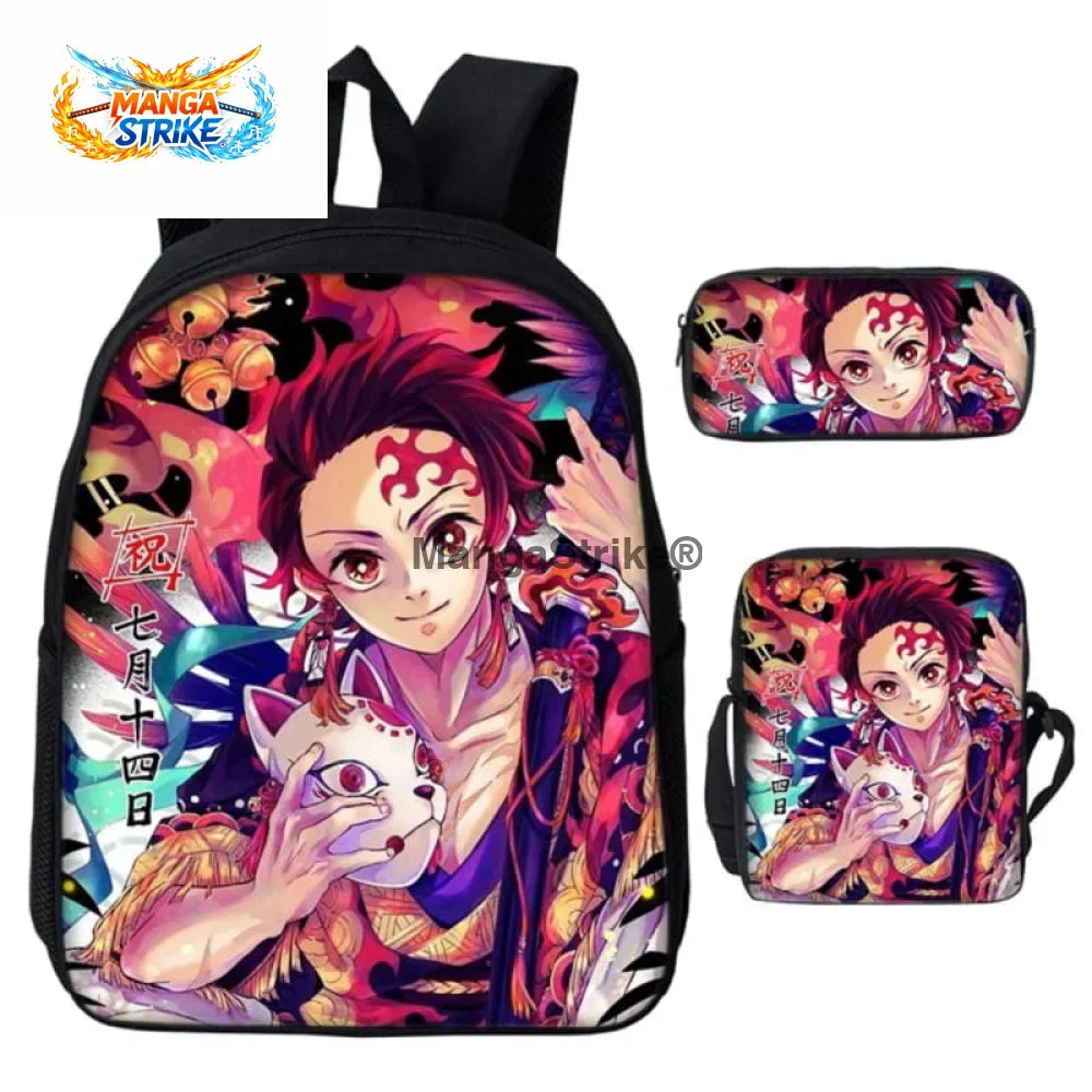Cartable Demon Slayer - avec Trousse et Sacoche Tanjiro Pillier du Soleil