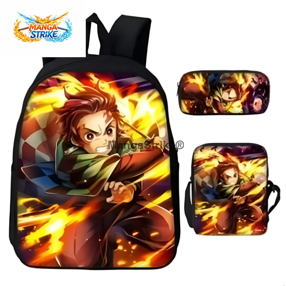 Cartable Demon Slayer - avec Trousse et Sacoche Tanjiro Souffle du Soleil