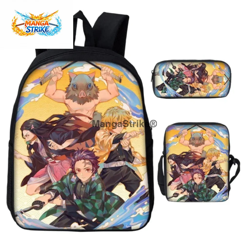 Cartable Demon Slayer - avec Trousse et Sacoche Tanjiro x Nezuko x Zenitsu x Inosuke