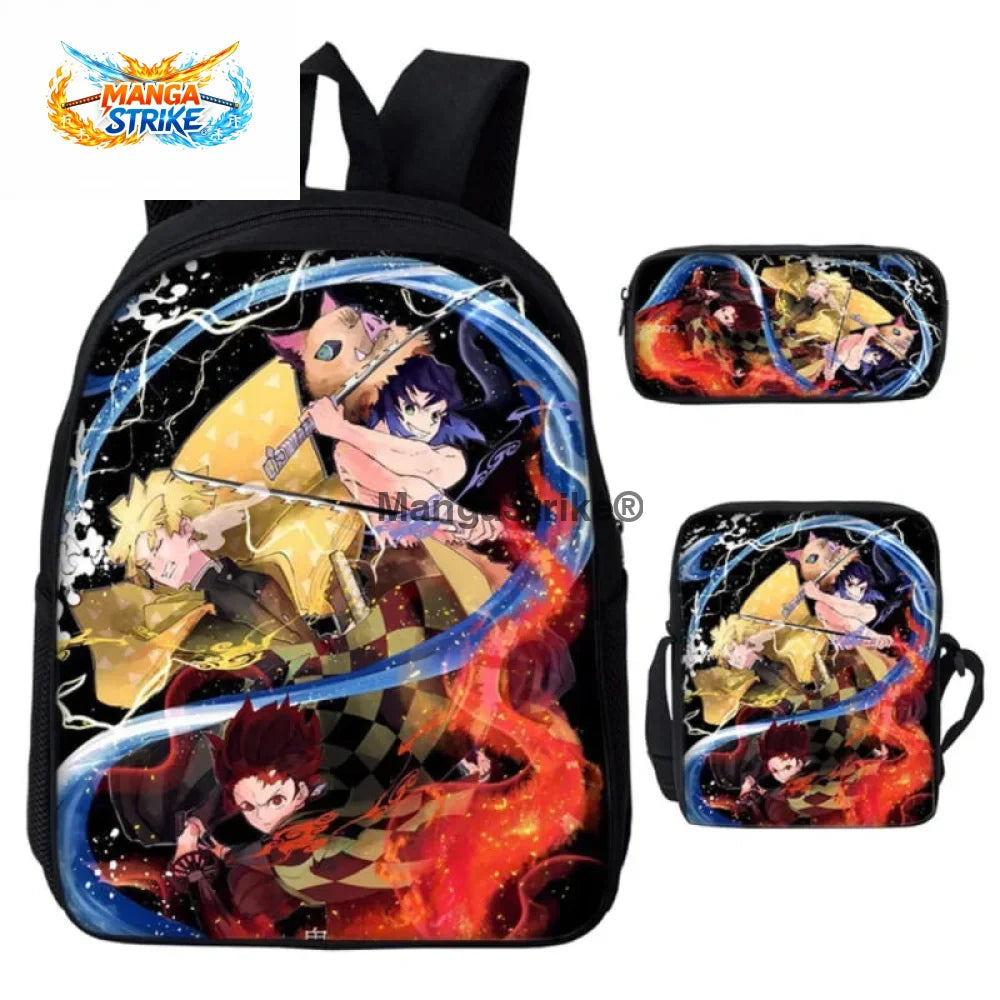 Cartable Demon Slayer - avec Trousse et Sacoche Tanjiro x Zenitsu x Inosuke