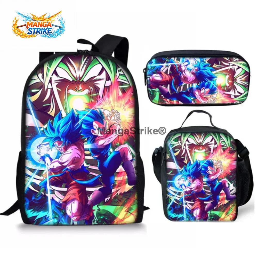 Cartable Dragon Ball Z - avec Trousse et Sacoche Goku x Vegeta VS Broly