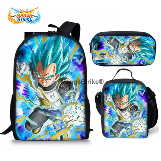 Cartable Dragon Ball Z - avec Trousse et Sacoche Vegeta SSB Final Flash