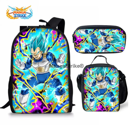 Cartable Dragon Ball Z - avec Trousse et Sacoche Vegeta SSJ Blue