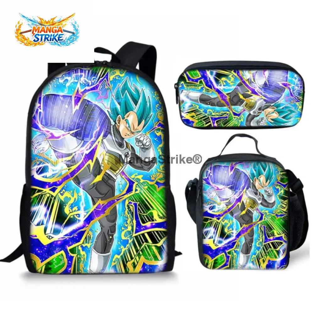 Cartable Dragon Ball Z - avec Trousse et Sacoche Vegeta Super Saiyajin Blue