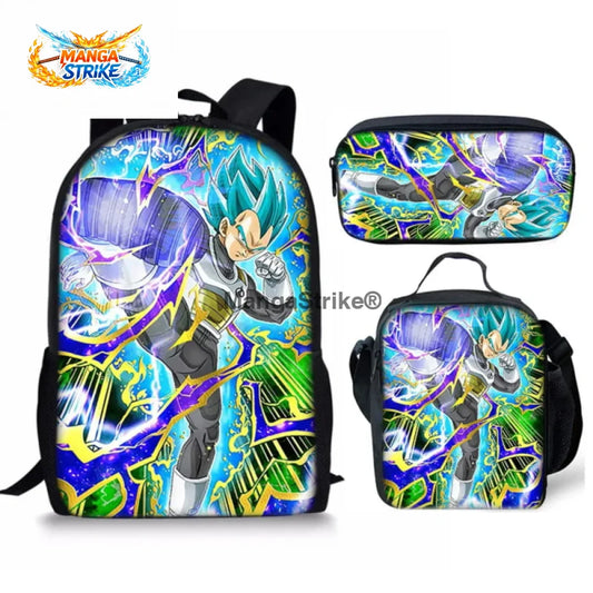 Cartable Dragon Ball Z - avec Trousse et Sacoche Vegeta Super Saiyajin Blue