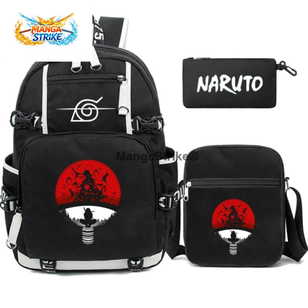 Cartable Naruto - avec Trousse et Sacoche Itachi Uchiwa