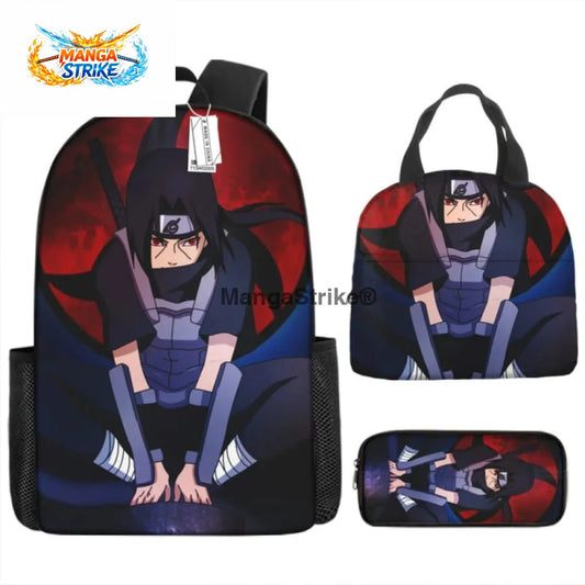 Cartable Naruto - avec Trousse et Sacoche Itachi Uchiwa