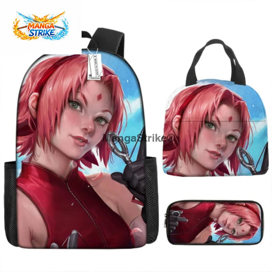 Cartable Naruto - avec Trousse et Sacoche Sakura Realist Art