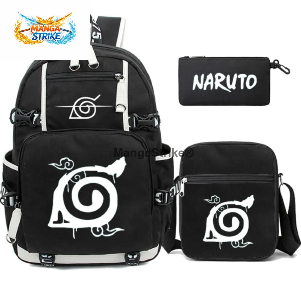 Cartable Naruto - avec Trousse et Sacoche Symbole de Konoha
