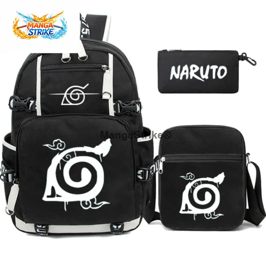 Cartable Naruto - avec Trousse et Sacoche Symbole de Konoha