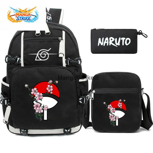 Cartable Naruto - avec Trousse et Sacoche Uchiwa