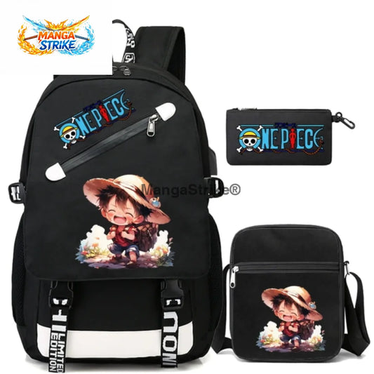 Cartable One Piece - avec Trousse et Sacoche Luffy Kawaii