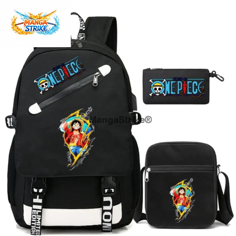 Cartable One Piece - avec Trousse et Sacoche Luffy roi des Pirates