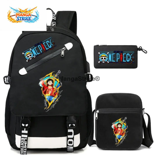 Cartable One Piece - avec Trousse et Sacoche Luffy roi des Pirates
