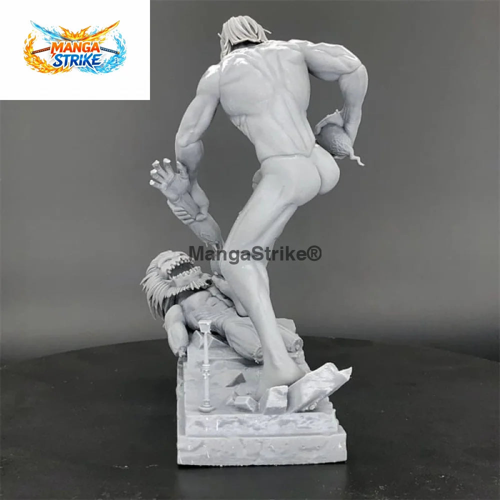 Figurine Attaque des Titans - en résine du Titan Assaillant vs Titan Mâchoire - figurine