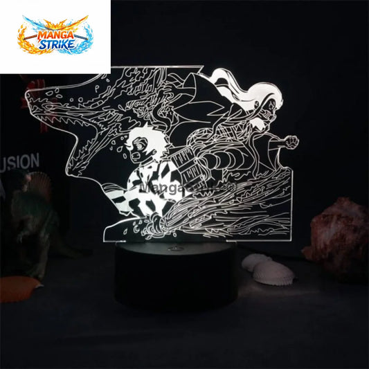 Lampe Demon Slayer - LED Nezuko et Tanjiro Kamado en mode combat - La Fratrie Kamado au combat