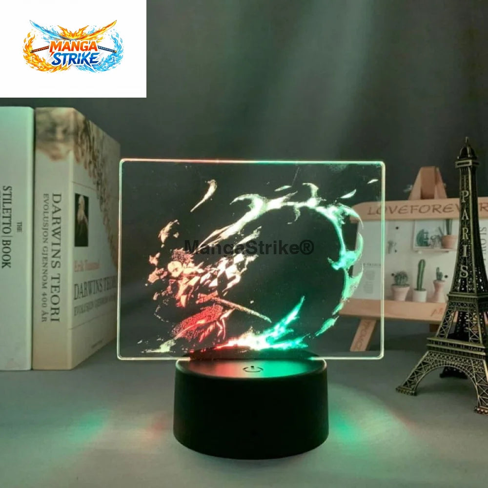 Lampe Demon Slayer - LED Tanjiro Kamado Flamme du Destin Bicolore - Avec télécommande