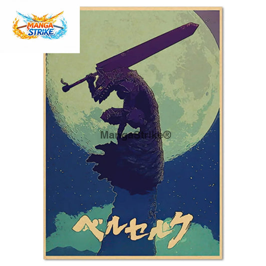 Poster Berserk - Guts Lame Nocturne Bleu