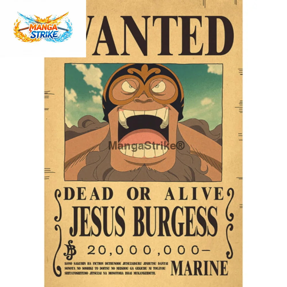 Poster One Piece - Wanted Burgess - Poster Wanted Jesus Burgess
