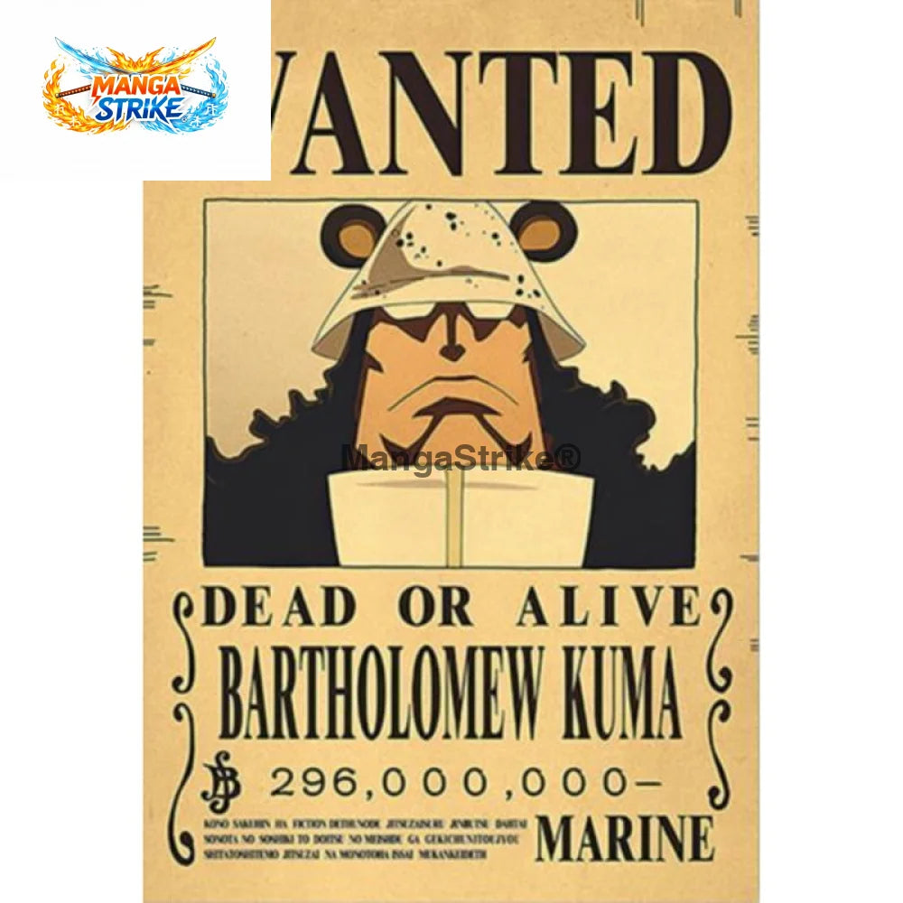 Poster One Piece - Wanted Kuma - Poster Wanted Bartholomew Kuma