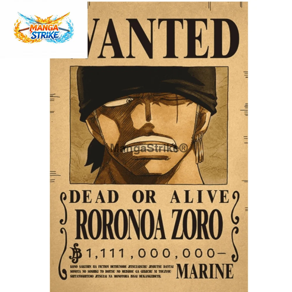 Poster One Piece - Wanted Roronoa Zoro ’Post Wano’ - Wanted Zoro - bijoux