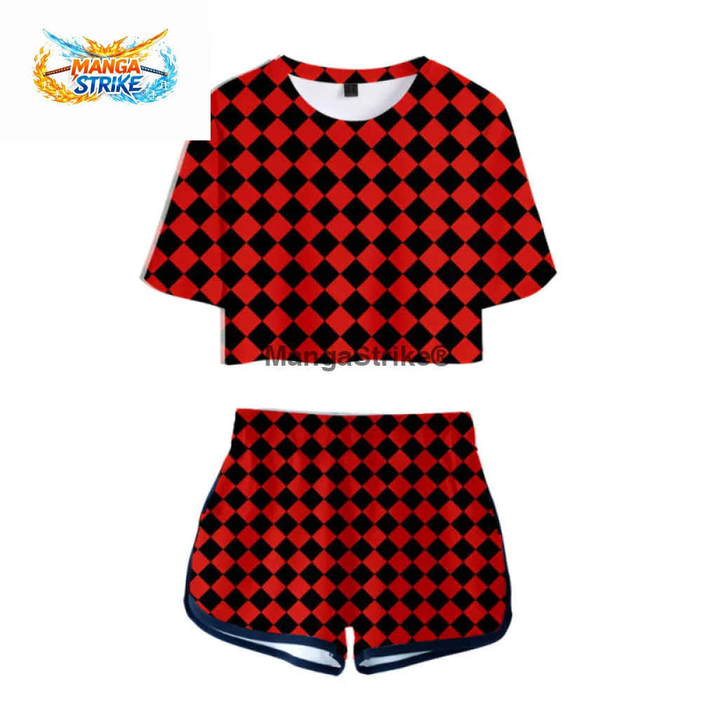 Pyjama Demon Slayer - Femme Tanjiro à carreaux rouge - XS