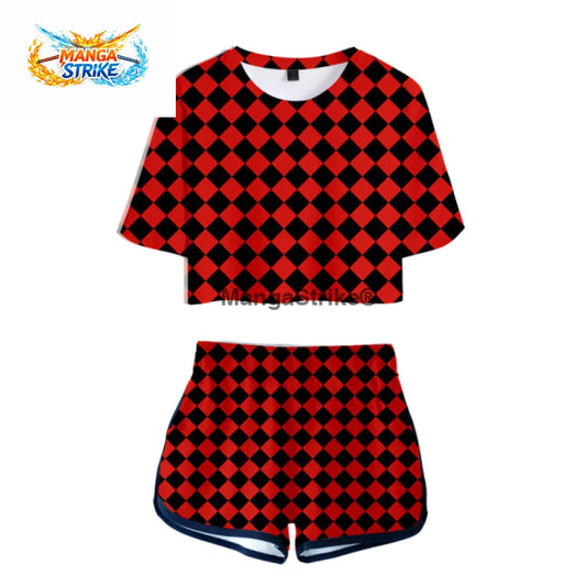 Pyjama Demon Slayer - Femme Tanjiro à carreaux rouge - XS
