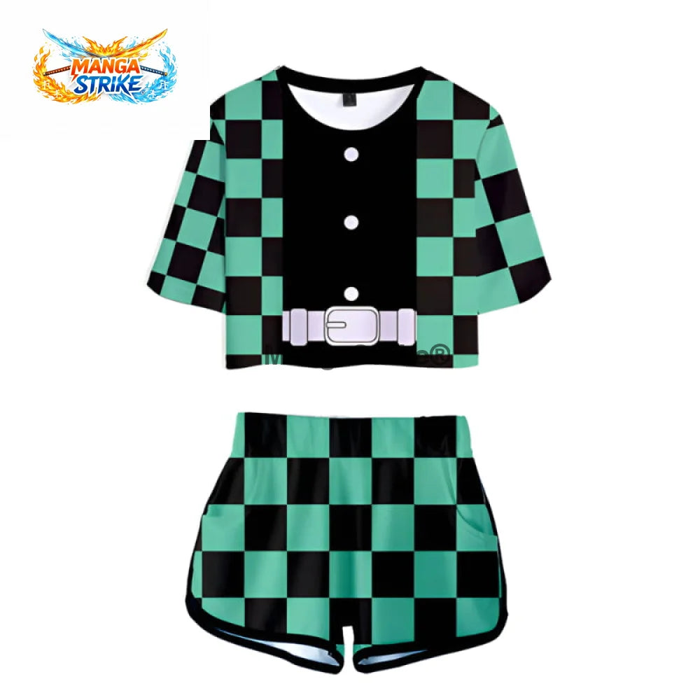 Pyjama Demon Slayer - Femme Tanjiro vert et noir - XS