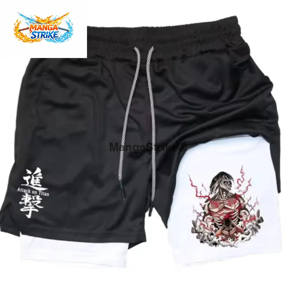 Short Attaque des Titans - Eren ’Titan Assaillant’ Noir et Blanc - XS