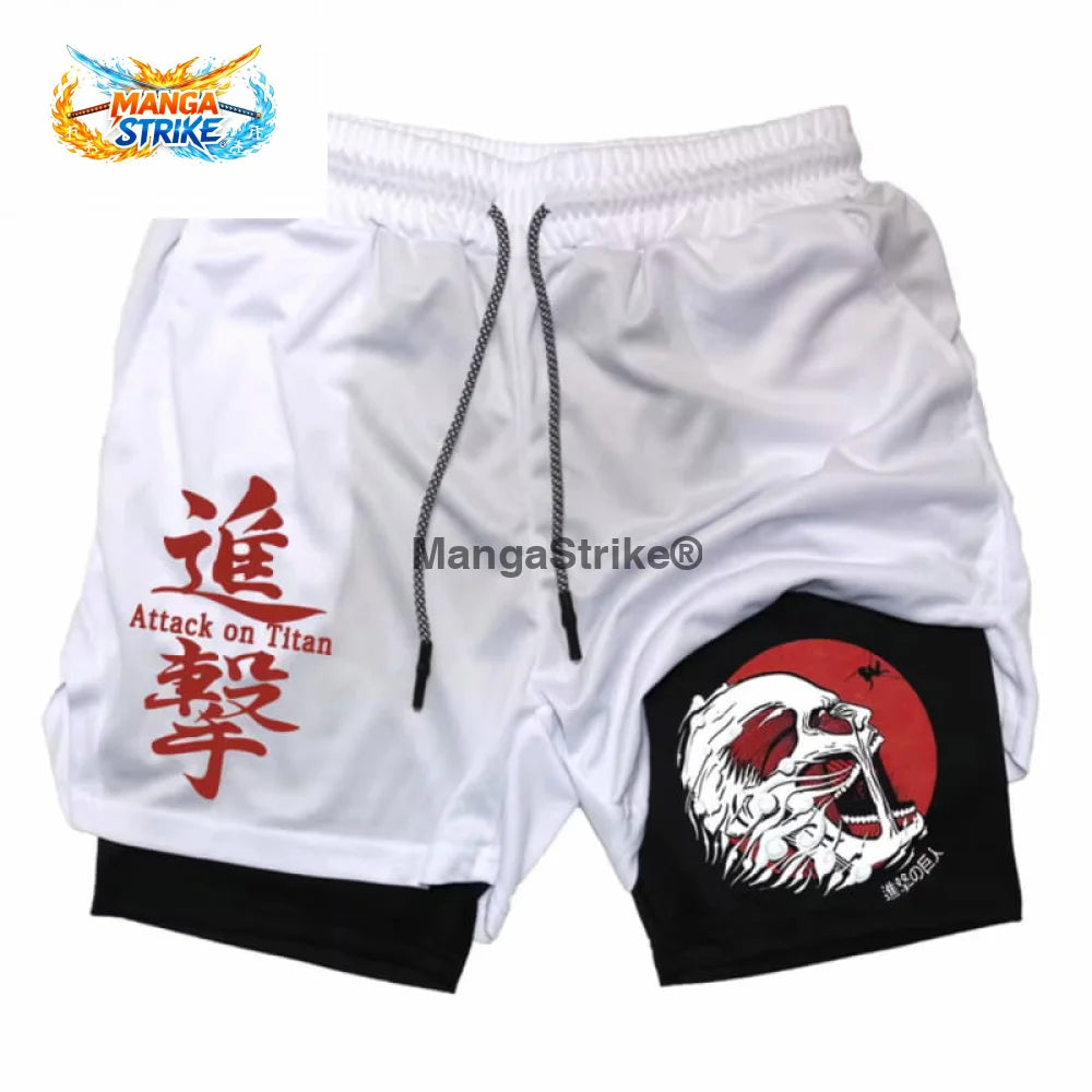 Short Attaque des Titans - Titan Cuirassé Blanc et Noir - XS