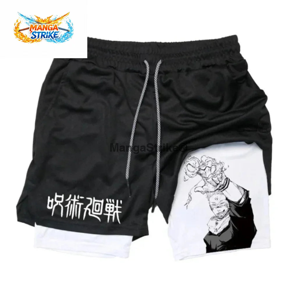 Short Jujutsu Kaisen - Ryomen Blanc et Noir - XS