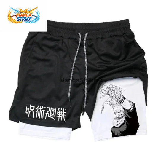 Short Jujutsu Kaisen - Ryomen Blanc et Noir - XS