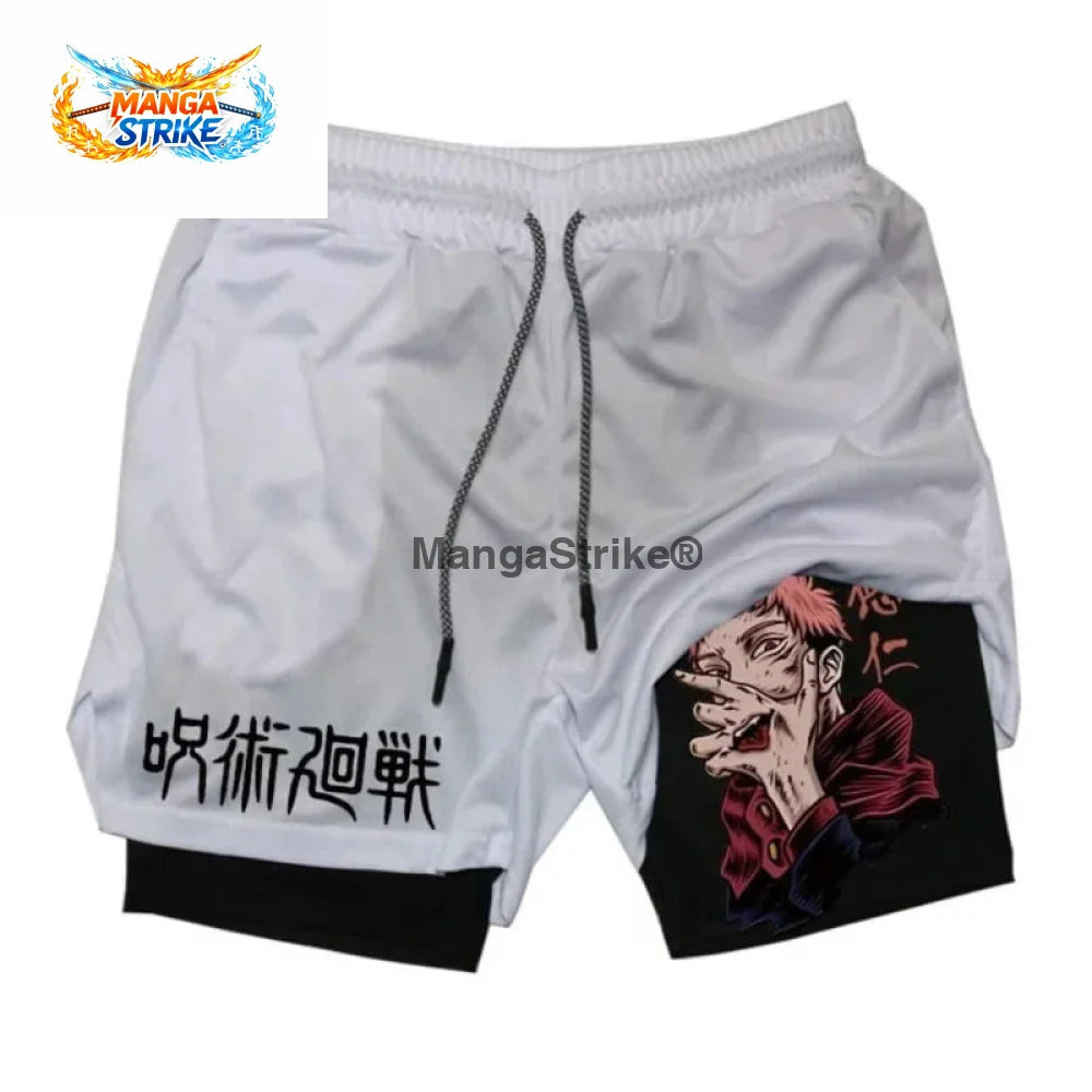 Short Jujutsu Kaisen - Sukuna Blanc et Noir - XS