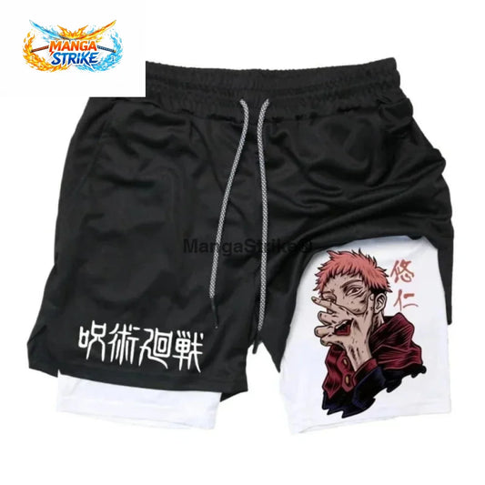 Short Jujutsu Kaisen - Sukuna Noir et Blanc - XS