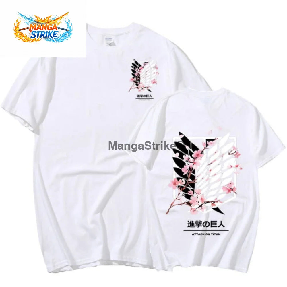 T-Shirt Attaque des Titans - Blanc Bataillon d’Exploration - Blanc / XS