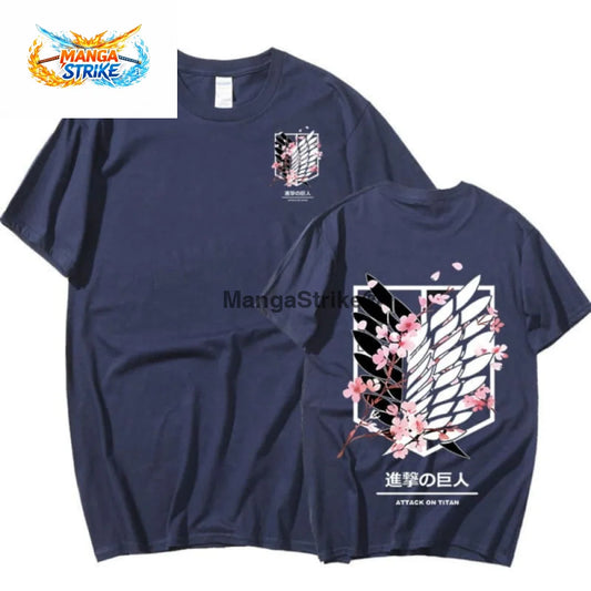 T-Shirt Attaque des Titans - Bleu Bataillon d’Exploration - Bleu Marine / XS