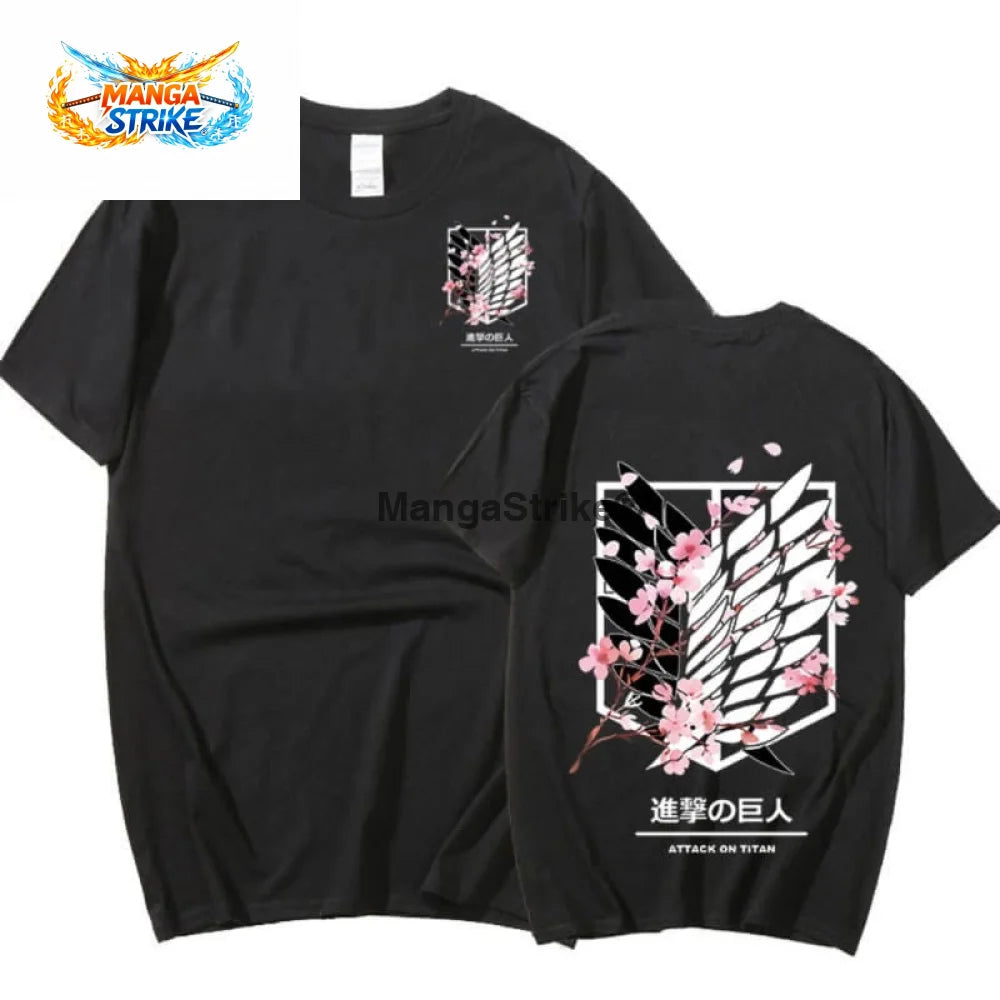 T-Shirt Attaque des Titans - Noir Bataillon d’Exploration - Noir / XS