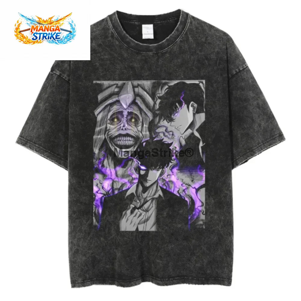 T-Shirt Solo Leveling - Oversize Système ’L’Éveil du Roi’ - XS